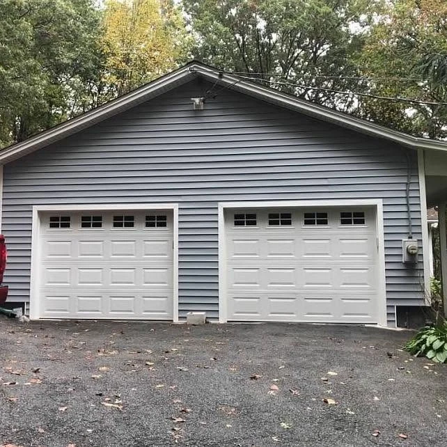 Renovated two-door garage exterior